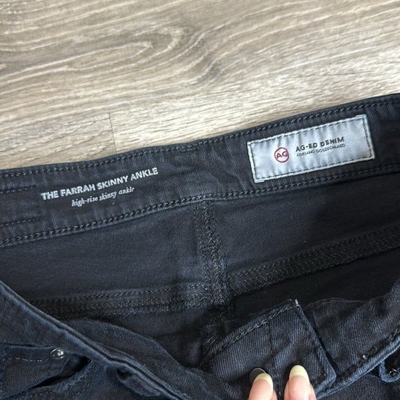 Ag Adriano Goldschmied The Farrah High-Rise Skinny Ankle Jeans Black Sz 26R - Picture 3 of 13